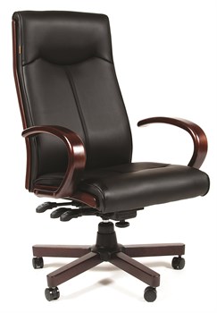 Офисное кресло Chairman 411 черное экопремиум, с деревянными элементами N - фото 25600