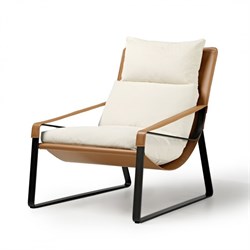 Кожаное кресло  ERK-LC03-DBW, коричневое, белое - фото 43807