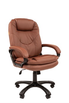 Офисное кресло Chairman 668 Россия экопремиум коричневый (черный пластик) - фото 44631