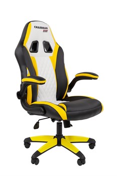Офисное кресло Chairman Game 15 Россия экокожа черный/желтый/белый - фото 44674