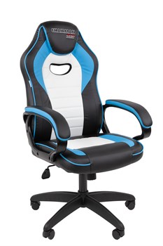 Кресло Chairman game 16 Россия экокожа черный/голубой/белый - фото 44678