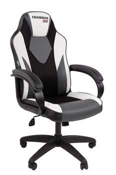 Кресло Chairman game 17 Россия экокожа черный/серый/белый - фото 44681