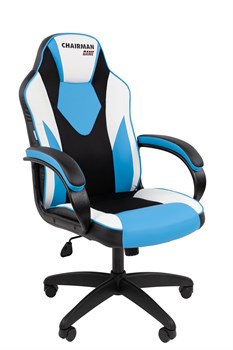 Офисное кресло Chairman Game 17 Россия экокожа черный/голубой/белый - фото 44682