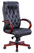 Стул руководителя Everprof Monaco Wood Кожаный Черный