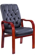 Стул руководителя Everprof Monaco Wood CF Экокожа Черный